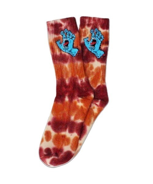 SANTA CRUZ(サンタクルーズ)の「SANTACRUZ/サンタクルーズ ソックス SCREAMING HAND タイダイ SOCK 502256982(ソックス/靴下・メンズ・ブルー/レッド・FREE)」の1枚目の写真