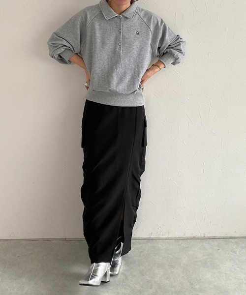 ECLAM(クラム)の「サイドギャザーカーゴスカート(スカート・レディース・ブラック/ラベンダー・M/S)」の17枚目の写真