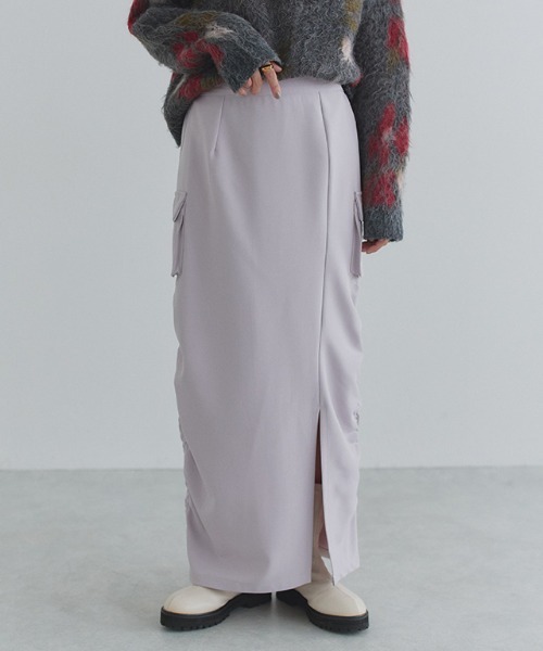 ECLAM(クラム)の「サイドギャザーカーゴスカート(スカート・レディース・ブラック/ラベンダー・M/S)」の19枚目の写真