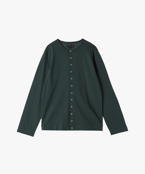 agnes b.(アニエスベー)の「メンズ オーガニックコットン 長袖 カーディガンプレッション(カーディガン/ボレロ・メンズ・グリーン・2/3/1)」の1枚目の写真