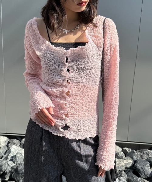 トップス HONEY MI HONEY sheer swell boat cardigan sheer swell boat cardigan