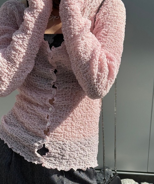 トップス HONEY MI HONEY sheer swell boat cardigan HONEY MI HONEY