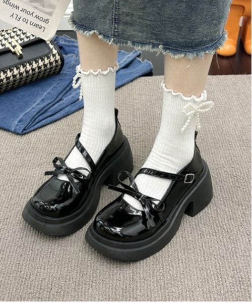 セール】WEGO/厚底リボンエナメルメリージェーンシューズ/ローファー セール】WEGO/厚底リボンエナメルメリージェーンシューズ/ローファー