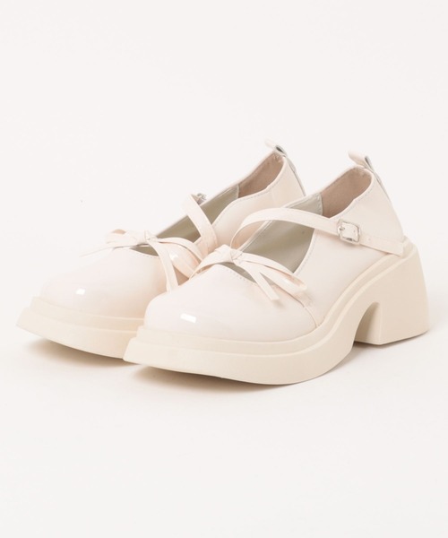 WEGO（ウィゴー）の「WEGO/厚底リボンエナメルメリージェーンシューズ/ローファー（ローファー・レディース・ホワイト/ブラック・LARGE/MEDIUM）」の10枚目の写真