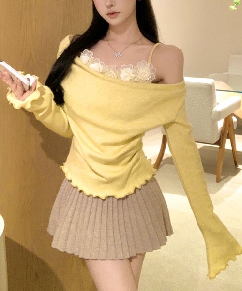 MAISON DE THERESE(メゾン ド テレーズ)の「フェイクツーインワンロングスリーブニット(ニット/セーター・レディース・アイボリー/イエロー・M)」の9枚目の写真