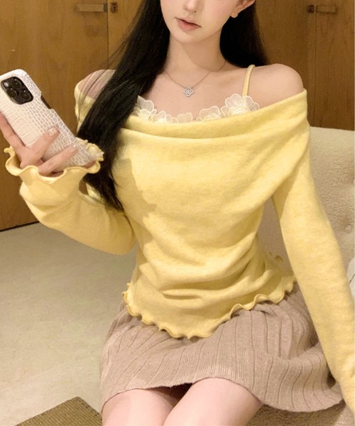 MAISON DE THERESE(メゾン ド テレーズ)の「フェイクツーインワンロングスリーブニット(ニット/セーター・レディース・アイボリー/イエロー・M)」の10枚目の写真