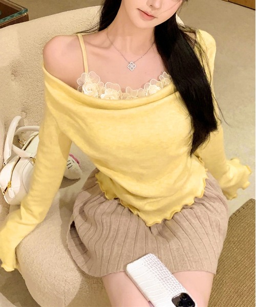MAISON DE THERESE(メゾン ド テレーズ)の「フェイクツーインワンロングスリーブニット(ニット/セーター・レディース・アイボリー/イエロー・M)」の12枚目の写真