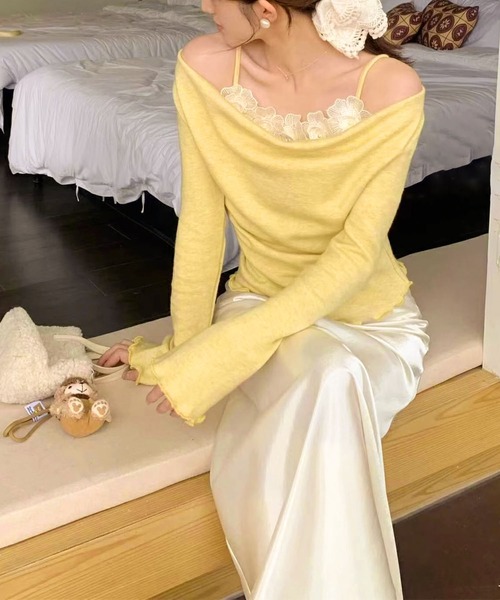 MAISON DE THERESE(メゾン ド テレーズ)の「フェイクツーインワンロングスリーブニット(ニット/セーター・レディース・アイボリー/イエロー・M)」の13枚目の写真