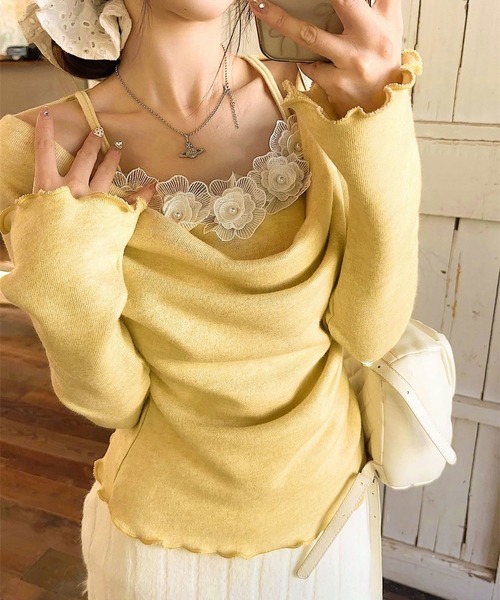 MAISON DE THERESE(メゾン ド テレーズ)の「フェイクツーインワンロングスリーブニット(ニット/セーター・レディース・アイボリー/イエロー・M)」の14枚目の写真