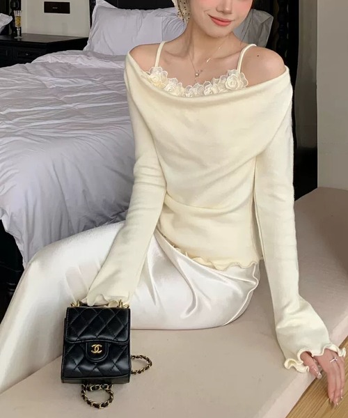 MAISON DE THERESE(メゾン ド テレーズ)の「フェイクツーインワンロングスリーブニット(ニット/セーター・レディース・アイボリー/イエロー・M)」の7枚目の写真
