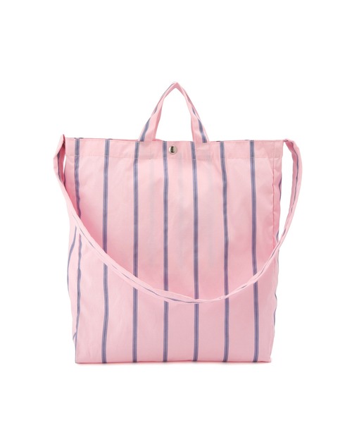 アダムエロペ　ギャザー2WAYミドルショルダーバッグ　ピンク✕パープルストライプ ギャザー2WAYミドルショルダーバッグ（ショルダーバッグ）｜ADAM ET