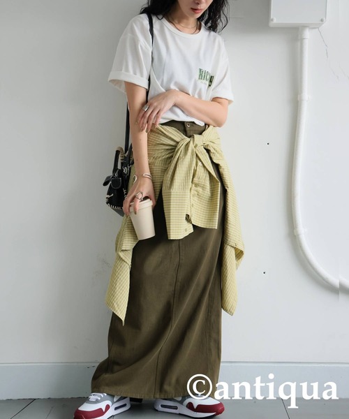 antiqua(アンティカ)の「ビッグカフスチェックシャツ(シャツ/ブラウス・レディース・ブラック/グリーン・ONESIZE)」の8枚目の写真