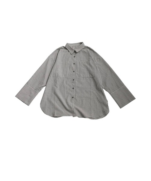 antiqua(アンティカ)の「ビッグカフスチェックシャツ(シャツ/ブラウス・レディース・ブラック/グリーン・ONESIZE)」の12枚目の写真