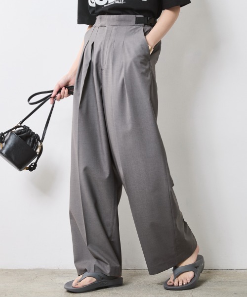 タックワイドパンツ＜大きいサイズ有＞シックスタイル（スラックス