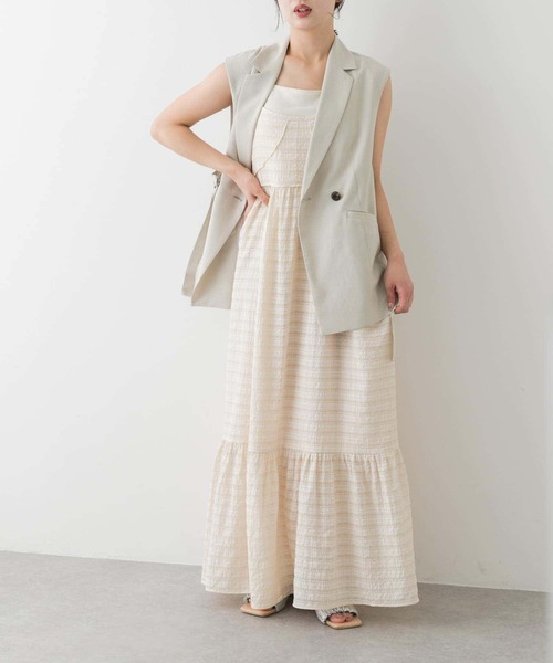 SENSE OF PLACE by URBAN RESEARCH（センスオブプレイスバイアーバンリサーチ）の「チェックジャガードキャミワンピース（ワンピース・レディース・アイボリー/ブラック/ブルー・S/ONE）」の4枚目の写真