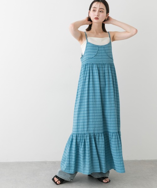 SENSE OF PLACE by URBAN RESEARCH（センスオブプレイスバイアーバンリサーチ）の「チェックジャガードキャミワンピース（ワンピース・レディース・アイボリー/ブラック/ブルー・S/ONE）」の5枚目の写真