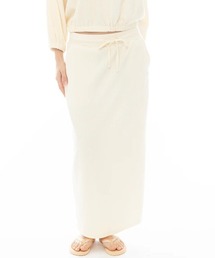 BILLABONG レディース 【CHILLWEAR】 JACQUARD RIB LONG SKIRT スカート 【2025年春夏モデル】/ビラボンウエストゴムドローコード付きスリットロングスカート