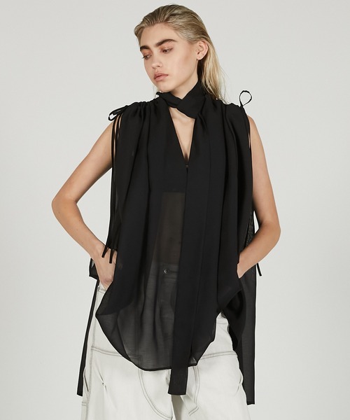 PRANK PROJECT(プランクプロジェクト)の「スカーフネックブラウス / Scarf Neck Blouse(シャツ/ブラウス・レディース・マルチ/ブラック・FREE)」の2枚目の写真