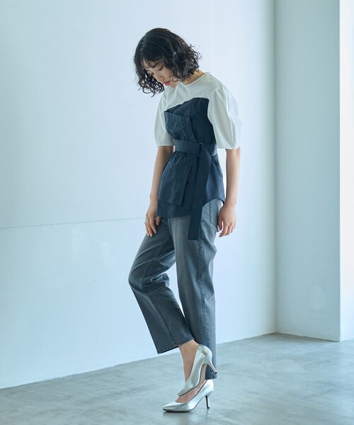 CAST:（キャストコロン）の「【1枚で着映える】ビスチェコンビカットソー（Tシャツ/カットソー・レディース・ブラック/ネイビー/グリーン系その他7・M）」の8枚目の写真