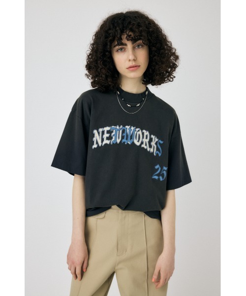 MOUSSY(マウジー)の「NETWORKS FADED Tシャツ(Tシャツ/カットソー・レディース・ブラック/ライトブルー・FREE)」の2枚目の写真
