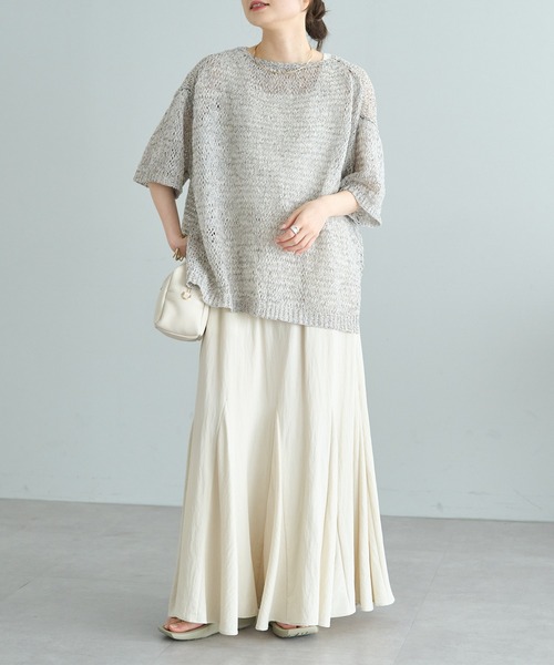 PUAL CE CIN（ピュアルセシン）の「ミックステープヤーン2WAYニット（カーディガン/ボレロ・レディース・グレー/アイボリー・FREE）」の16枚目の写真