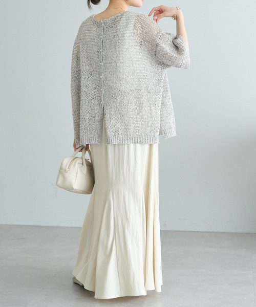 PUAL CE CIN（ピュアルセシン）の「ミックステープヤーン2WAYニット（カーディガン/ボレロ・レディース・グレー/アイボリー・FREE）」の15枚目の写真