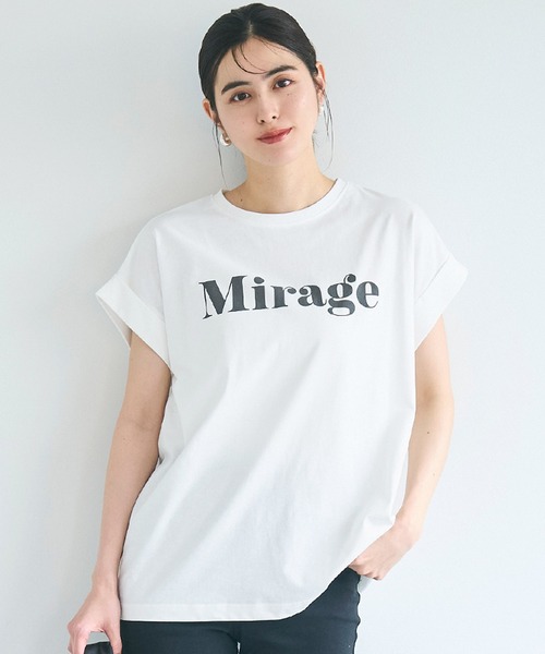 coca(coca)(コカ)の「フレンチスリーブロゴプリントTシャツ(Tシャツ/カットソー・レディース・グレイッシュベージュ/チャコール/A/B/オートミール/ラベンダー/ライトグリーン/アイボリー・S/M/L/XL)」の8枚目の写真