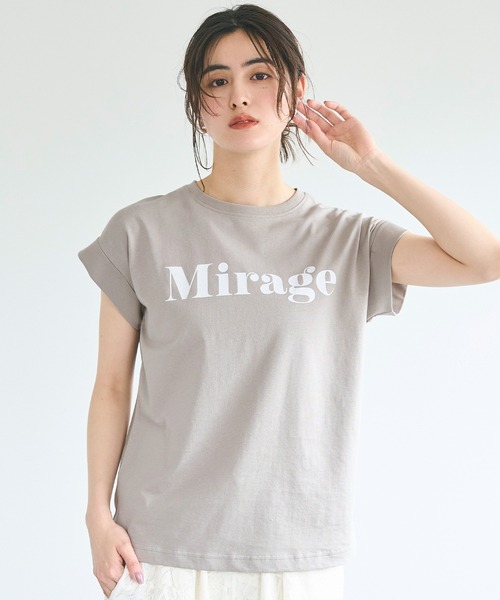 coca(coca)(コカ)の「フレンチスリーブロゴプリントTシャツ(Tシャツ/カットソー・レディース・グレイッシュベージュ/チャコール/A/B/オートミール/ラベンダー/ライトグリーン/アイボリー・S/M/L/XL)」の5枚目の写真