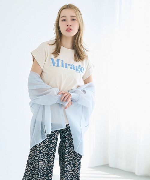coca(coca)(コカ)の「フレンチスリーブロゴプリントTシャツ(Tシャツ/カットソー・レディース・グレイッシュベージュ/チャコール/A/B/オートミール/ラベンダー/ライトグリーン/アイボリー・S/M/L/XL)」の12枚目の写真
