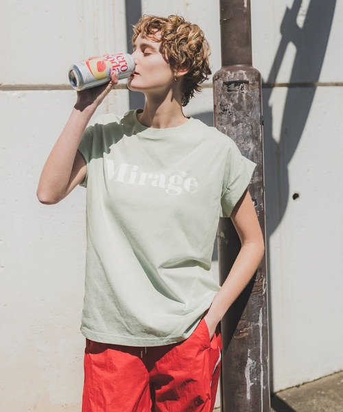 coca(coca)(コカ)の「フレンチスリーブロゴプリントTシャツ(Tシャツ/カットソー・レディース・グレイッシュベージュ/チャコール/A/B/オートミール/ラベンダー/ライトグリーン/アイボリー・S/M/L/XL)」の15枚目の写真
