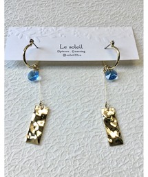 【Le soleil】メタル&スワロフスキーの揺れピアス(MA)