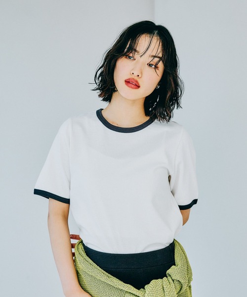 LEPSIM（レプシィム）の「リンガーT　324450（Tシャツ/カットソー・レディース・オレンジ/チャコールグレー/アイボリー・FREE）」の4枚目の写真