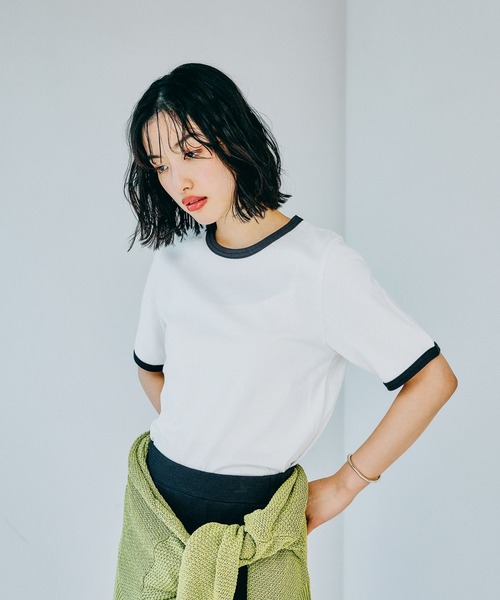 LEPSIM（レプシィム）の「リンガーT　324450（Tシャツ/カットソー・レディース・オレンジ/チャコールグレー/アイボリー・FREE）」の5枚目の写真