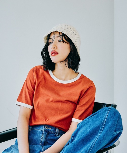 LEPSIM（レプシィム）の「リンガーT　324450（Tシャツ/カットソー・レディース・オレンジ/チャコールグレー/アイボリー・FREE）」の10枚目の写真