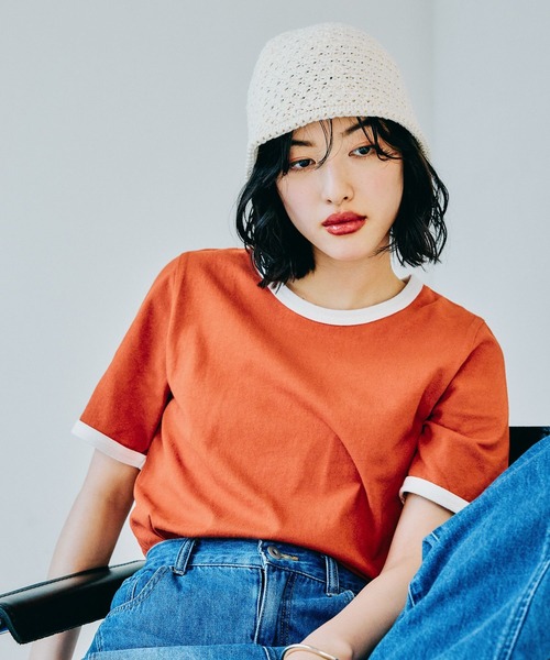 LEPSIM（レプシィム）の「リンガーT　324450（Tシャツ/カットソー・レディース・オレンジ/チャコールグレー/アイボリー・FREE）」の11枚目の写真