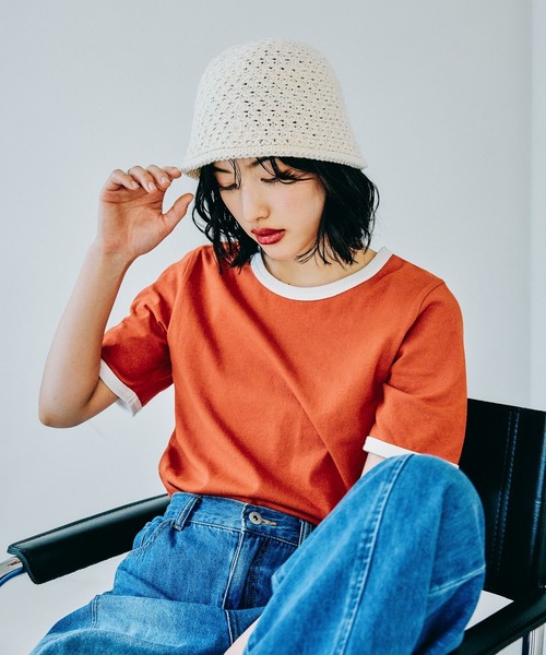 LEPSIM（レプシィム）の「リンガーT　324450（Tシャツ/カットソー・レディース・オレンジ/チャコールグレー/アイボリー・FREE）」の12枚目の写真