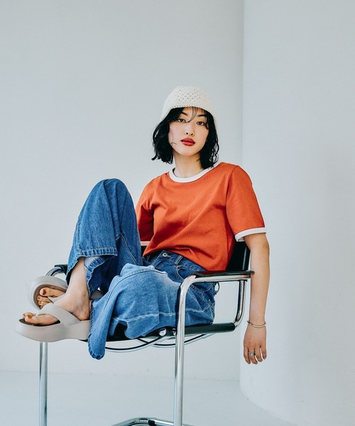 LEPSIM（レプシィム）の「リンガーT　324450（Tシャツ/カットソー・レディース・オレンジ/チャコールグレー/アイボリー・FREE）」の13枚目の写真