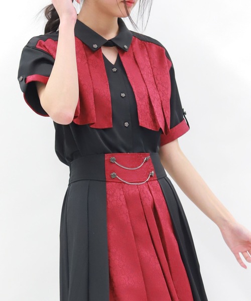 axes femme(アクシーズファム)の「ジャカード×プリーツブラウス(シャツ/ブラウス・レディース・ネイビー/グリーン/ブラック/ダークグリーン・FREE)」の10枚目の写真