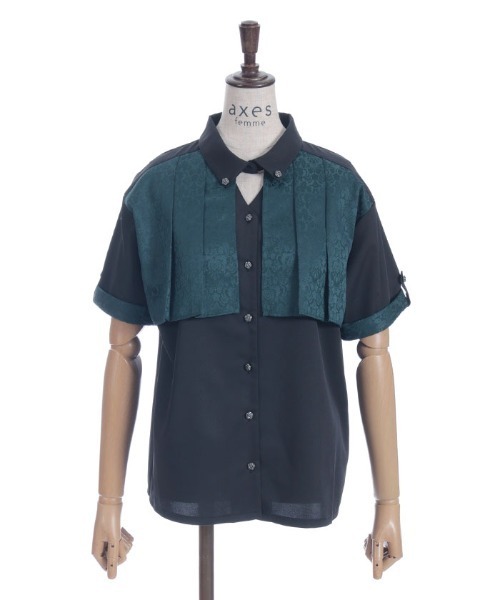 axes femme(アクシーズファム)の「ジャカード×プリーツブラウス(シャツ/ブラウス・レディース・ネイビー/グリーン/ブラック/ダークグリーン・FREE)」の13枚目の写真