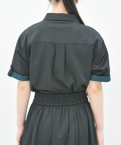 axes femme(アクシーズファム)の「ジャカード×プリーツブラウス(シャツ/ブラウス・レディース・ネイビー/グリーン/ブラック/ダークグリーン・FREE)」の8枚目の写真