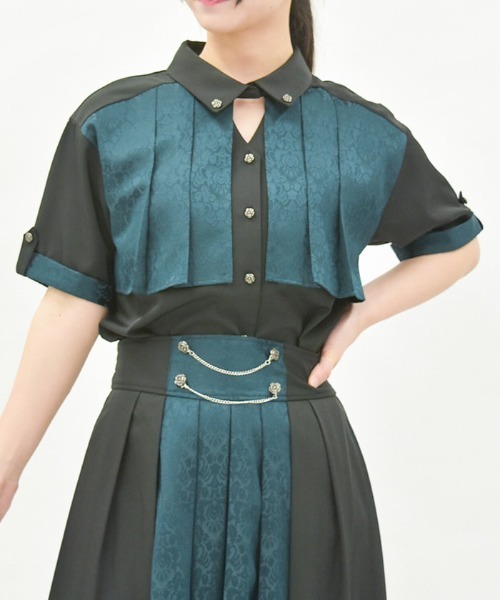 axes femme(アクシーズファム)の「ジャカード×プリーツブラウス(シャツ/ブラウス・レディース・ネイビー/グリーン/ブラック/ダークグリーン・FREE)」の20枚目の写真