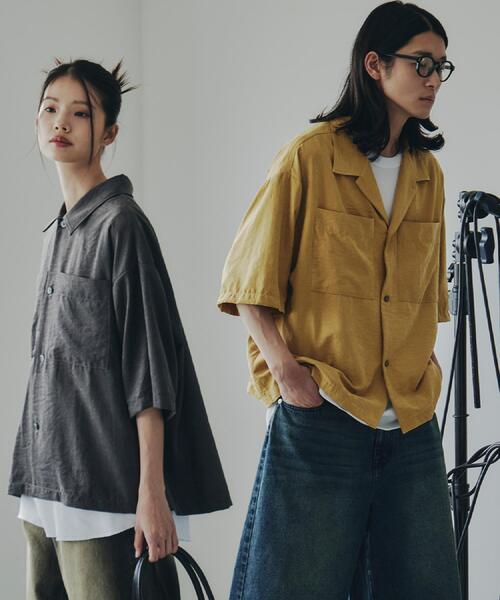 tk.TAKEO KIKUCHI(ティーケータケオキクチ)の「ヴィンテージライククロップドシャツ(シャツ/ブラウス・メンズ・チャコールグレー/マスタード・02/03)」の11枚目の写真