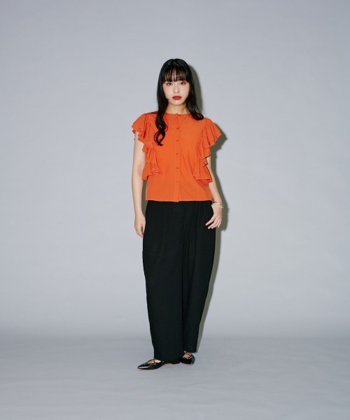 terrace（テラス）の「リネンライクアシメラップパンツ（チノパンツ・レディース・ブラック/グレー/キナリ・MEDIUM）」の21枚目の写真