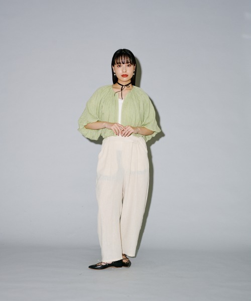 terrace（テラス）の「リネンライクアシメラップパンツ（チノパンツ・レディース・ブラック/グレー/キナリ・MEDIUM）」の5枚目の写真