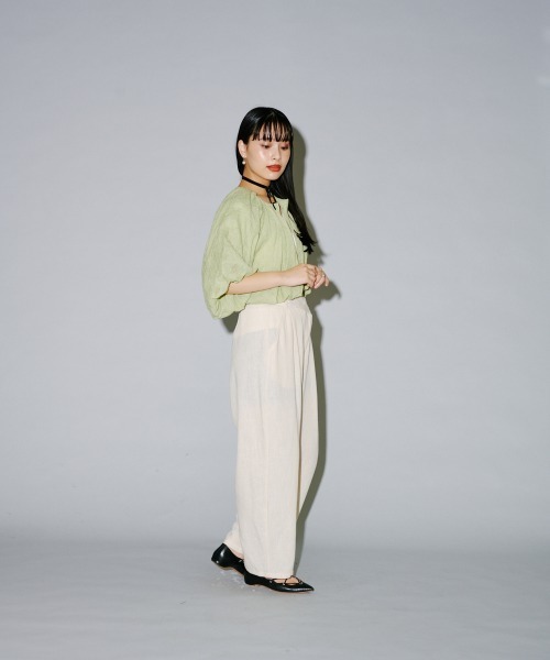 terrace（テラス）の「リネンライクアシメラップパンツ（チノパンツ・レディース・ブラック/グレー/キナリ・MEDIUM）」の8枚目の写真