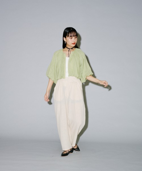 terrace（テラス）の「リネンライクアシメラップパンツ（チノパンツ・レディース・ブラック/グレー/キナリ・MEDIUM）」の9枚目の写真