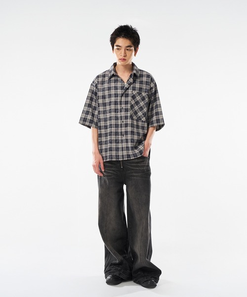 kutir(クティール)の「VINTAGEWASHED OMBRE CHECK SHIRT/ヴィンテージ加工オンブレチェックシャツ(シャツ/ブラウス・メンズ・ネイビー/ブラック/グレー・MEDIUM/LARGE)」の13枚目の写真