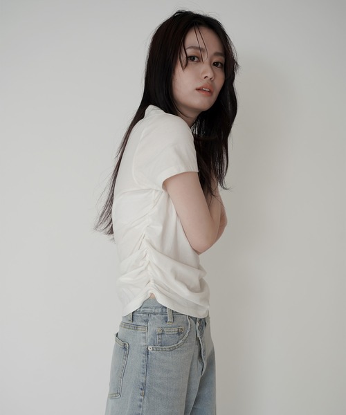 KINO THE KEI(キノザケイ)の「ラウンドネック フィット 刺繍 Tシャツ KINO THE KEI(Tシャツ/カットソー・レディース・ホワイト/ミント/ブラック・フリー)」の2枚目の写真