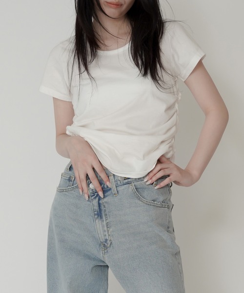 KINO THE KEI(キノザケイ)の「ラウンドネック フィット 刺繍 Tシャツ KINO THE KEI(Tシャツ/カットソー・レディース・ホワイト/ミント/ブラック・フリー)」の4枚目の写真