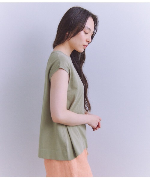 SIPULI（シプリ）の「［SNOW FLAKE COTTON］ フレンチスリーブニット（ニット/セーター・レディース・ブラック/カーキ・2）」の4枚目の写真